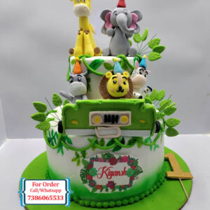 2 Tier Jungle Theme Cake