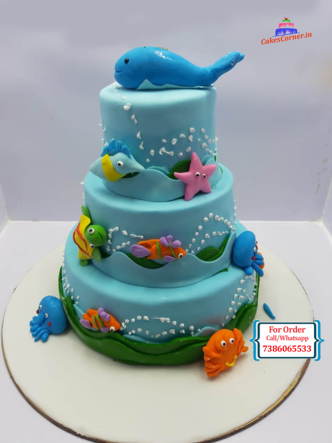 3 Tier Shark Theme Cake