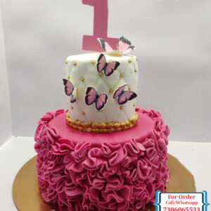 Butterfly and Ruffles Theme Cake
