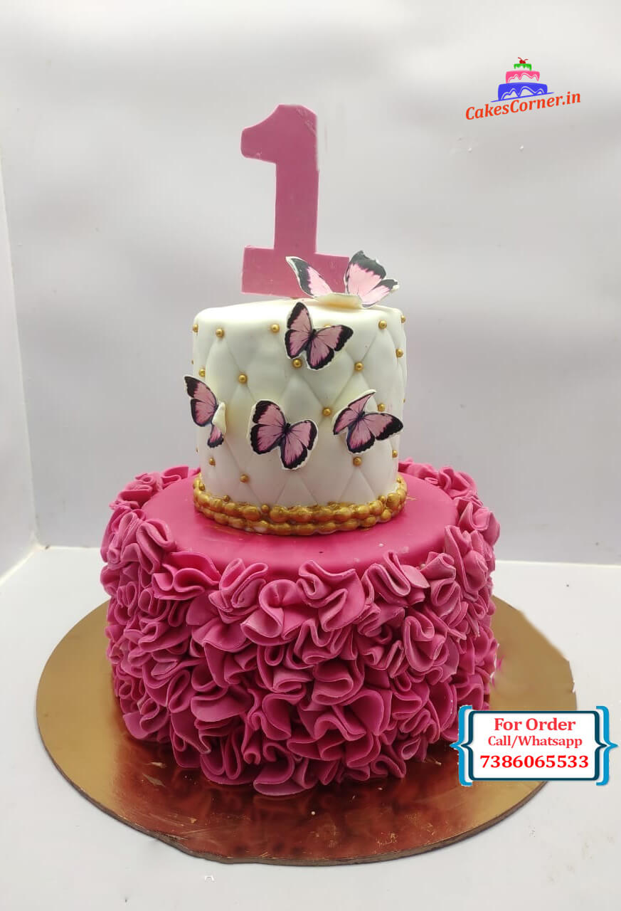 Butterfly and Ruffles Theme Cake