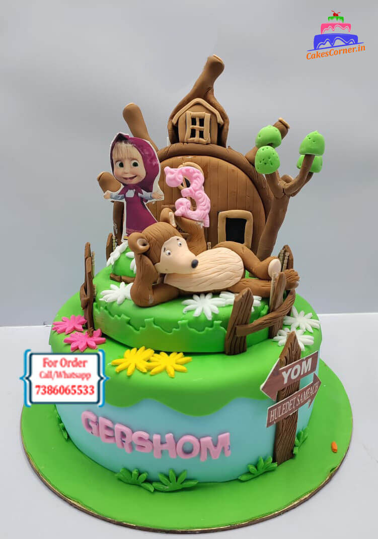 Buy Masha and The Bear Theme Fondant Cake Online in Delhi NCR : Fondant Cake  Studio