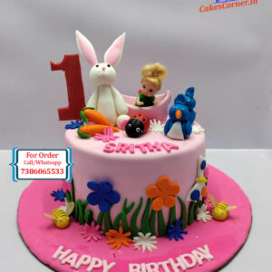Rabbit at Party Theme Cake