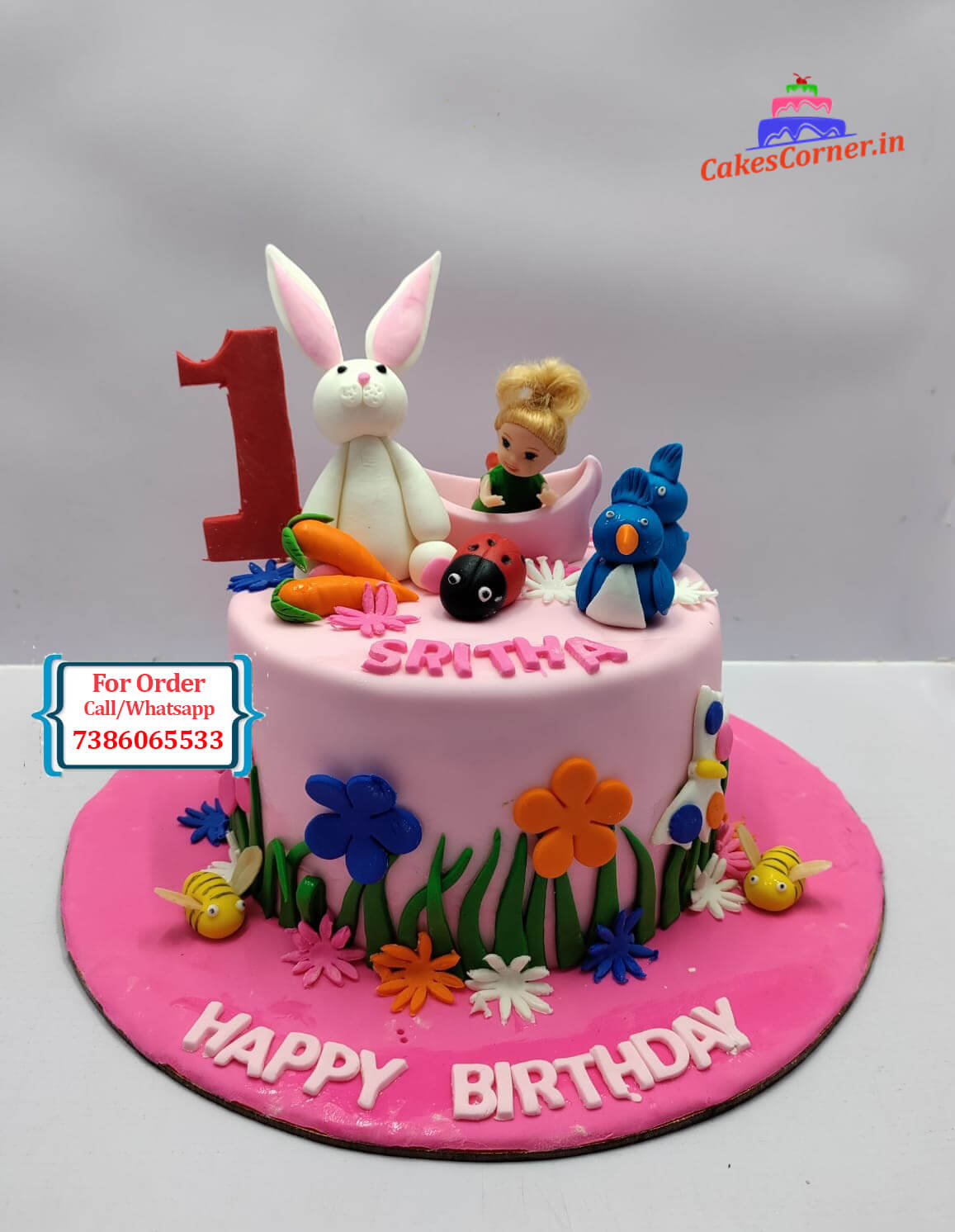 Rabbit at Party Theme Cake