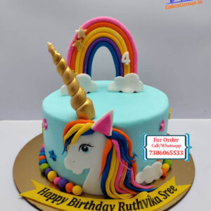 Unicorn Theme Cake For Girls