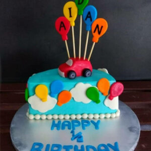 Car Theme Half Year Birthday Cake