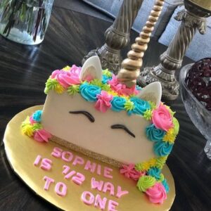 Unicorn Theme Half Year Birthday Cake