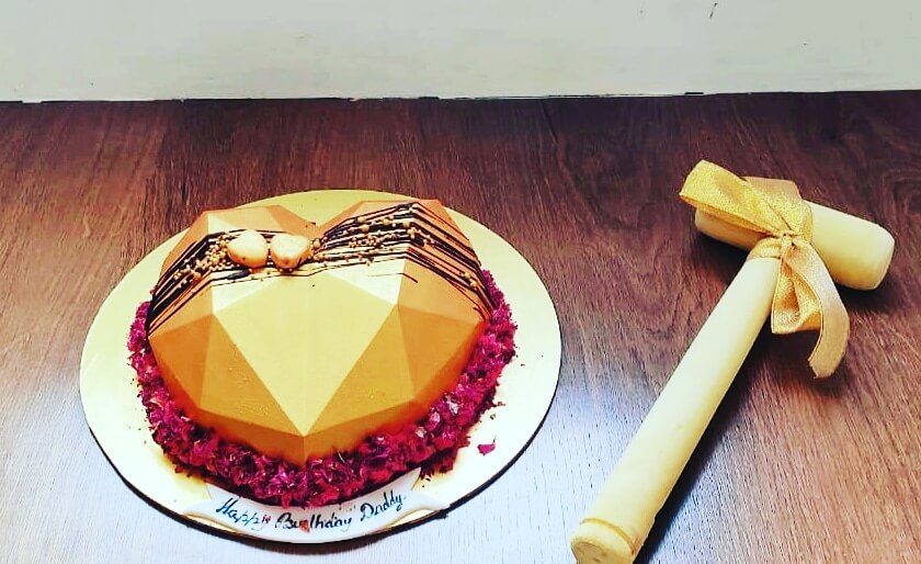 Golden Heart Pinata Cake