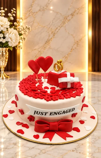 Elegant Just Engaged Celebration Cake
