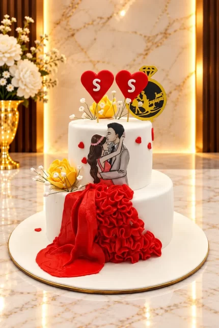 Unique Engagement Cake