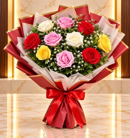 Luxurious Multicolor Rose Bouquet