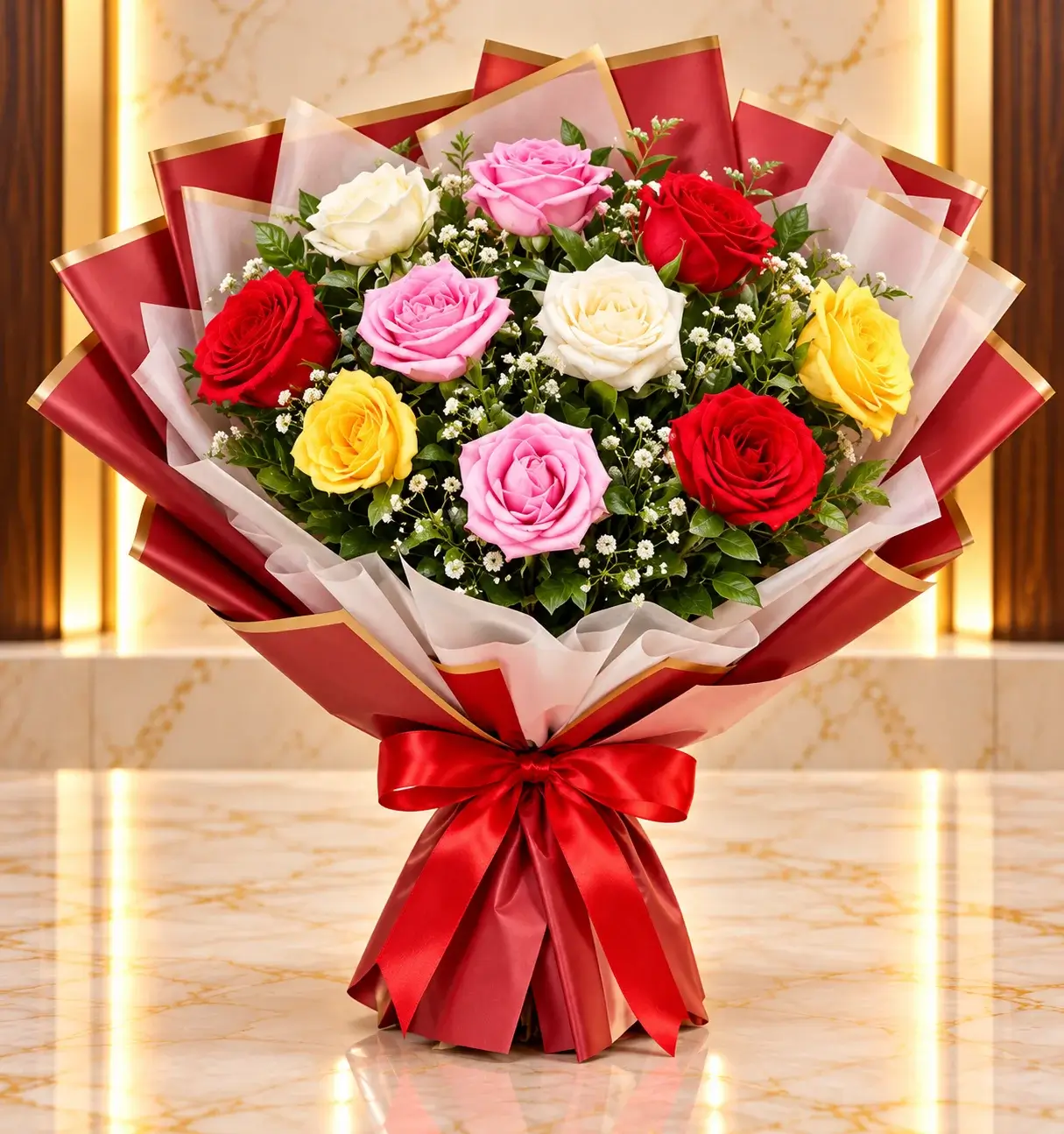 Luxurious Multicolor Rose Bouquet