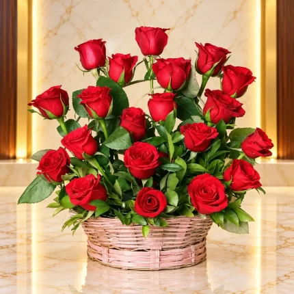 Red Rose Basket Arrangement