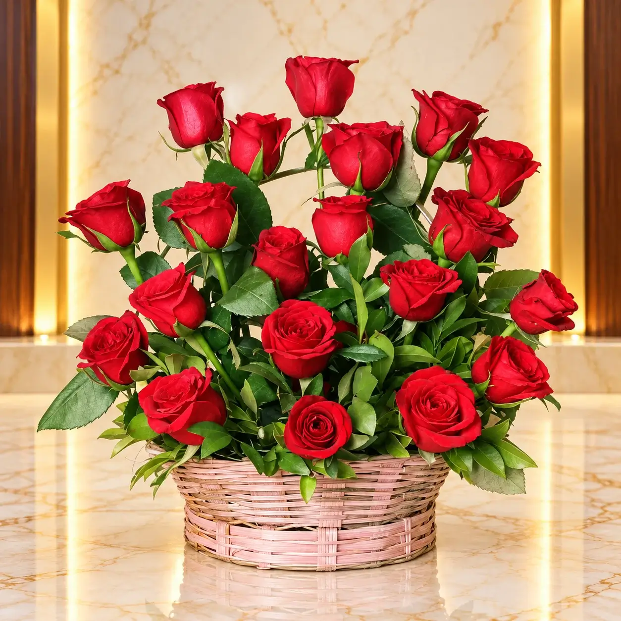 Red Rose Basket Arrangement