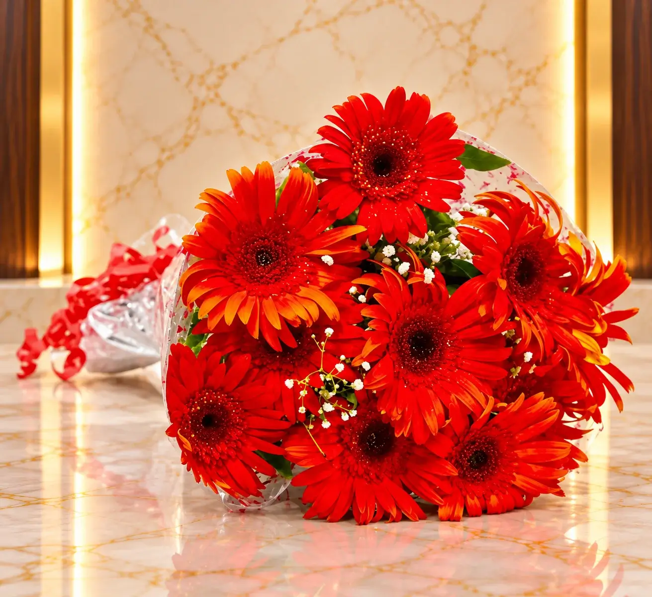 Vibrant Red Gerbera Bouquet